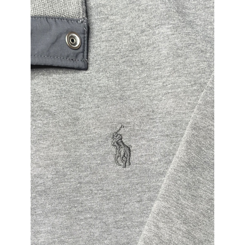 Polo Ralph Lauren Mens Heather Grey Quarter Snap Mock Neck Pullover Sweatshirt L - Picture 3 of 6